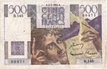 500 Francs 1952 Frankreich Geldschein, 500 F 1945-1953   Chateaubriand   S+