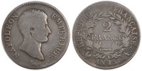 France 2 Francs Coin, Napoléon I, Paris, Silver, Gadoury:495 -