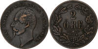 Sweden 2 Öre Oscar I, Stockholm, Bronze, KM:688 -