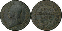 France 5 Centimes Directoire, Dupré, Rouen, Copper -