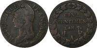 France 5 Centimes Directoire, Dupré, Paris, Copper -