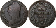 France 5 Centimes Dupré, Lille, Copper, Gadoury:126 -