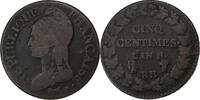 France 5 Centimes Dupré, Strasbourg, Copper, Gadoury:126a -