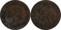 Spain 5 Centimos Isabel II, Madrid, Bronze, KM:635 -