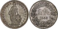 Switzerland 2 Francs Helvetia, Bern, Silver, KM:21 -