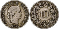 Switzerland 10 Rappen Libertas, Bern, Copper-nickel, KM:27 -