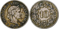 Switzerland 10 Rappen Libertas, Bern, Copper-nickel, KM:27 -