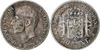Spain 50 Centimos Alfonso XII, Madrid, Bronze, KM:685 -