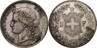 Switzerland 5 Francs Helvetia, Bern, Silver, KM:34 -