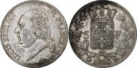 France 5 Francs Louis XVIII, Lyon, Silver, Gadoury:614 -