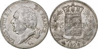 France 5 Francs Louis XVIII, Rouen, Silver, Gadoury:614 -