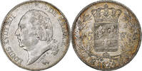 France 5 Francs Louis XVIII, Bordeaux, Silver, Gadoury:614 -