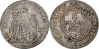France 5 Francs Directoire, Paris, Silver, Gadoury:563 -