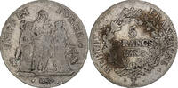 France 5 Francs Directoire, Bayonne, Silver, Gadoury:563 -