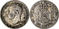 Spain 50 Centimos Alfonso XII, Madrid, Silver -
