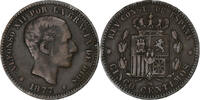 Spain 5 Centimos Alfonso XII, Barcelona, Bronze -