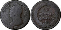 France Decime Dupré, An 8, Bordeaux, Copper -