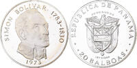 Panama 20 Balboas Franklin Mint, Proof, Silver, KM:31 -