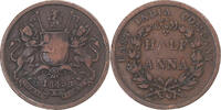 INDIA-BRITISH 1/2 Anna Coin, Victoria, Calcutta, Copper -