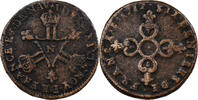 France 6 Deniers Louis XIV, Montpellier, Copper -