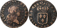 France Liard au buste enfantin Louis XV, Reims, Copper -