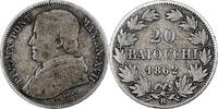 Papal States 20 Baiocchi Pius IX, Rome, Silver, KM:1360 -