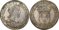 France 1/2 Écu à la mèche longue Louis XIV, Amiens, Silver -
