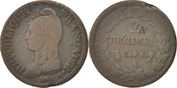 France Decime Coin, Dupré, Paris, Bronze, KM:637.1 -