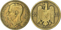 Romania 20 Lei Carol II, London, Nickel brass, KM:51 -
