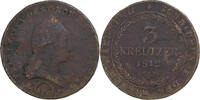 Austria 3 Kreuzer Franz I, Alba Iulia, Copper, KM:2116 -