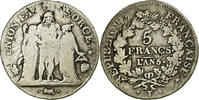 France 5 Francs Coin, Union et Force, Bayonne, Silver -