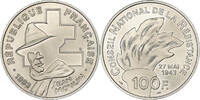 France 100 Francs Jean Moulin, MDP, BU, Silver, KM:1023 -