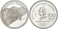 France 100 Francs Albertville - Alpine Skiing, MDP, Proof, Silver -