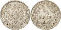 GERMANY - EMPIRE 1/2 Mark Coin, Munich, Silver, KM:17 -