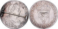 France 1/2 Écu à la mèche courte Louis XIV, Paris, Silver -