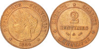 France 2 Centimes Coin, Cérès, Paris, Bronze, KM:827.1 -
