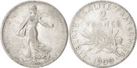 France 2 Francs Coin, Semeuse, Paris, Silver, KM:845.1 -