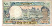 Tahiti 500 Francs Banknote, KM:25d -