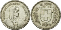Switzerland 5 Francs Coin, Bern, Silver, KM:40 -