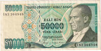 Turkey 50,000 Lira Banknote, 1970-01-14, KM:203b -