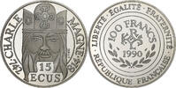 France 100 Francs-15 Ecus Paris, Charlemagne, Silver, KM:989 -