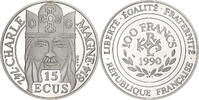 France 100 Francs-15 Ecus Paris, Charlemagne, Silver, KM:989 -
