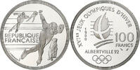 France 100 Francs JO Alberville Patineurs de vitesse.BE, Silver -