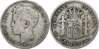 Spain Peseta Alfonso XIII, Madrid, Silver, KM:706 -