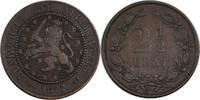 Netherlands 2-1/2 Cent Coin, William III, Bronze, KM:108.1 -