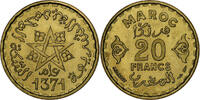 Morocco 20 Francs Mohammed V, Paris, Aluminum-Bronze, KM:50 -