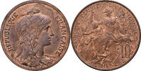 France 10 Centimes Dupuis, Paris, Bronze, Gadoury:277, KM:843 -