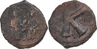 Half Follis Justin II & Sophia, Antioch, Bronze, Sear:379 -