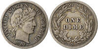 United States 1 Dime Barber, San Francisco, Silver -