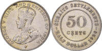 Straits Settlements 50 Cents George V, Bombay, Silver -